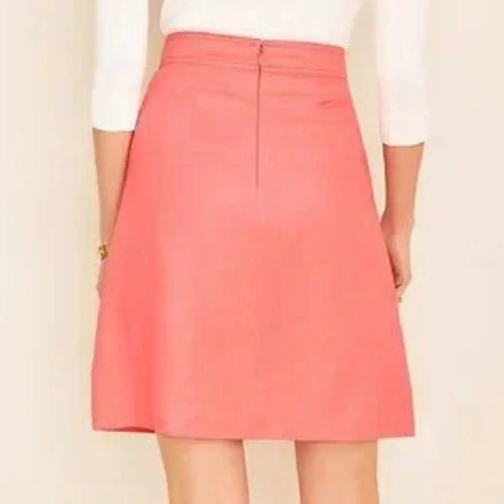 NWT Ann Taylor Button Front Pocket Linen Blend Skirt Coral sz 4